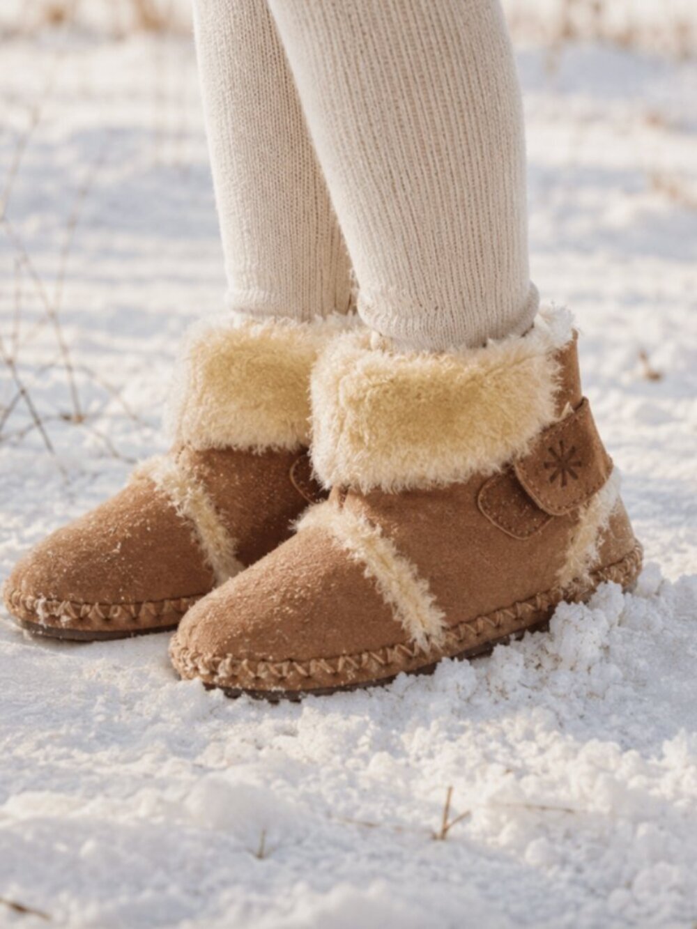 L.L. Bean Toddlers' Wicked Good Slippers Brown Suede Size 3-4 Cozy Cabin Cottage